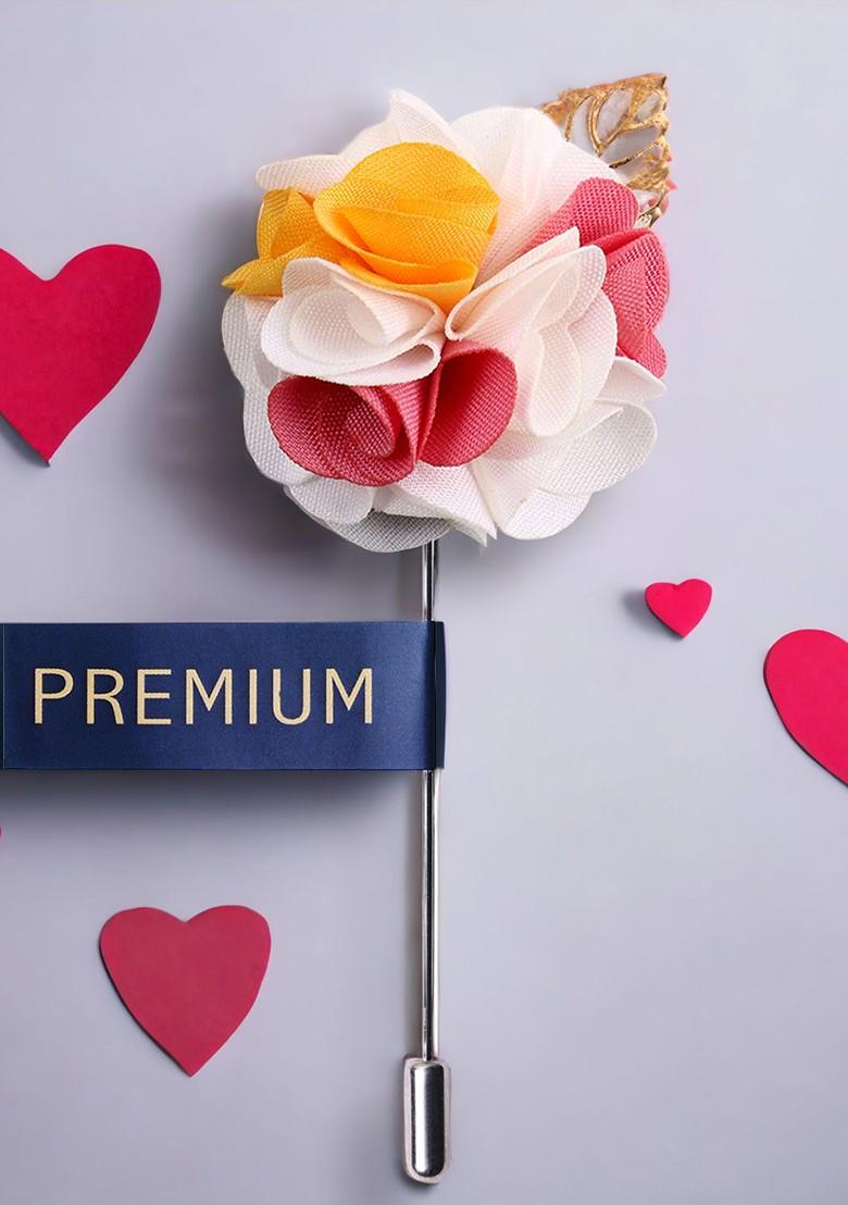 White Pink Exotic Delight Brooch Lapel Pin