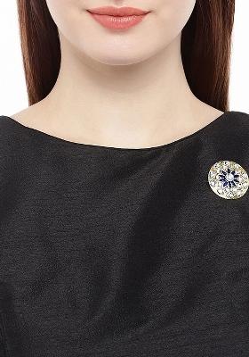 Unisex Gold Plated Navy Blue Enamelled Brooch