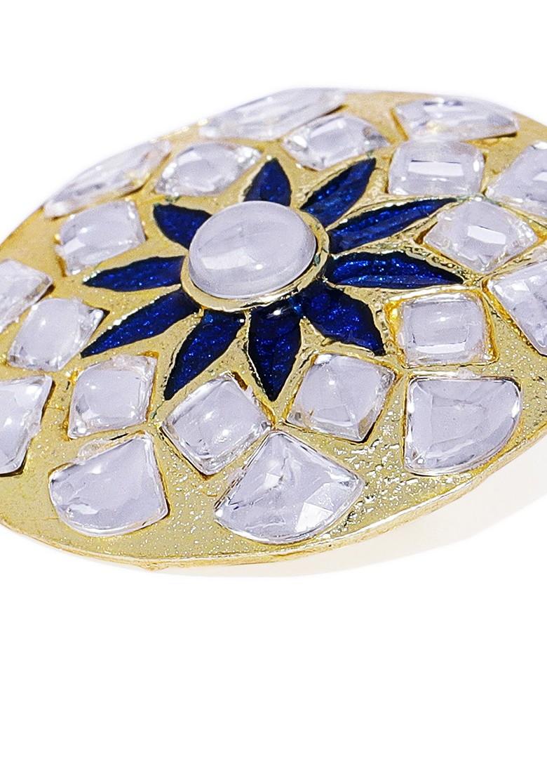 Unisex Gold Plated Navy Blue Enamelled Brooch