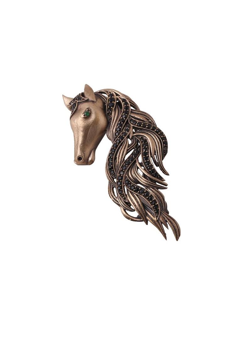 Metallic Toned Stone Studded Mustang Brooch