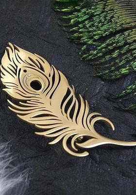 Unisex Stainless Steel Designer Feather Minimal Brooch