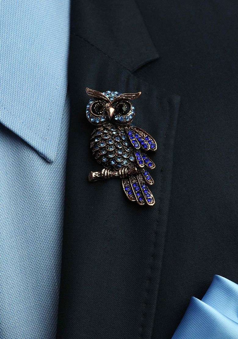 Blue Owl Brooch - Indya