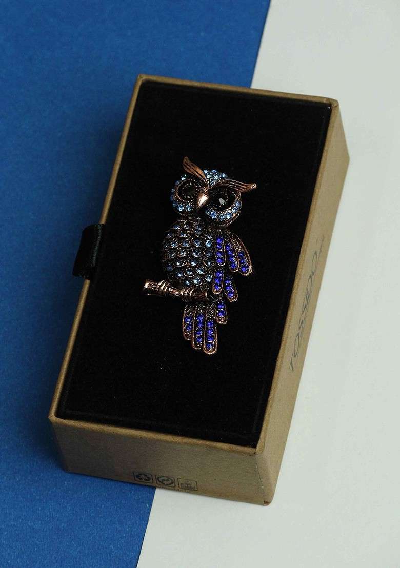 Blue Owl Brooch - Indya