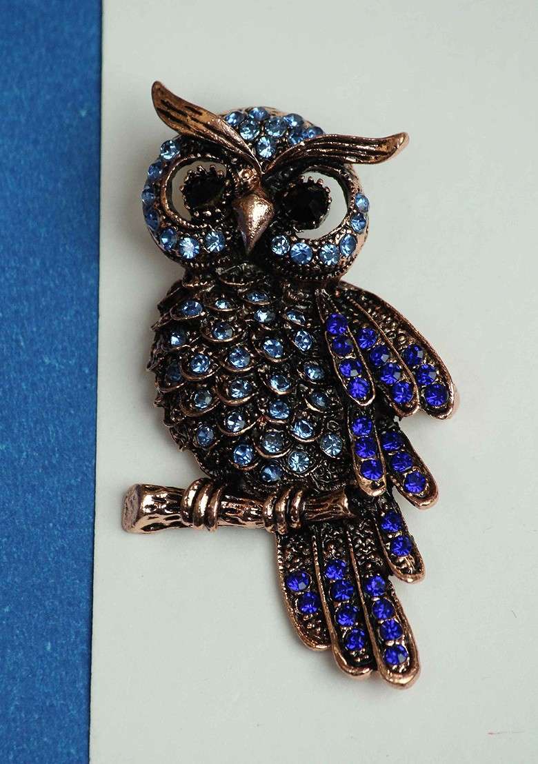 Blue Owl Brooch - Indya