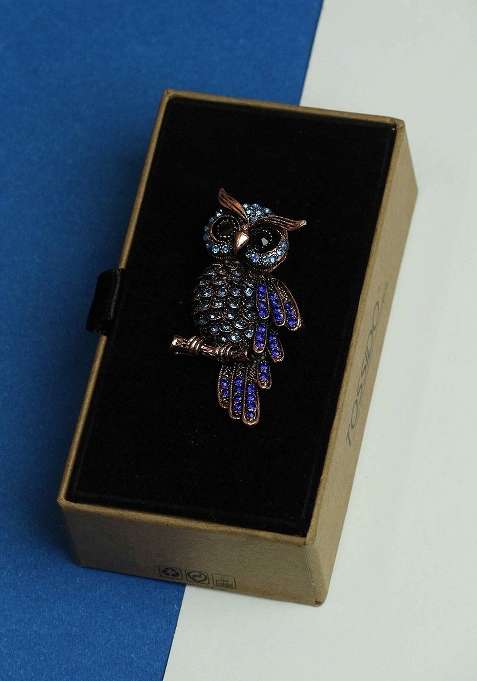 Blue Owl Brooch