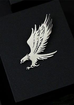 Men Imperial Eagle Silver Minimal Lapel Pin Brooch