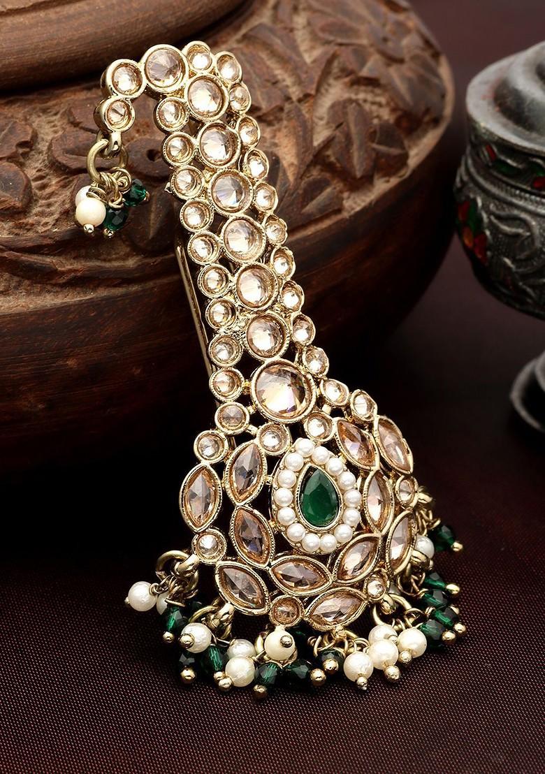 Gold Plated Kundan Studded Safa Kalangi Brooch