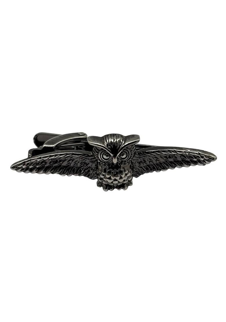 Gunmetal Owl Design Brass Tie Bar For Men