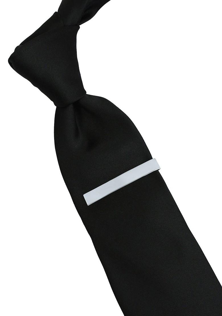 Unisex Silver Toned Solid Slim Tie Pin