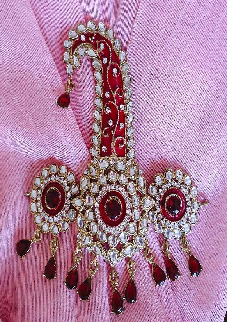 Men Stone Studded Safa Kalangi Brooch - Indya