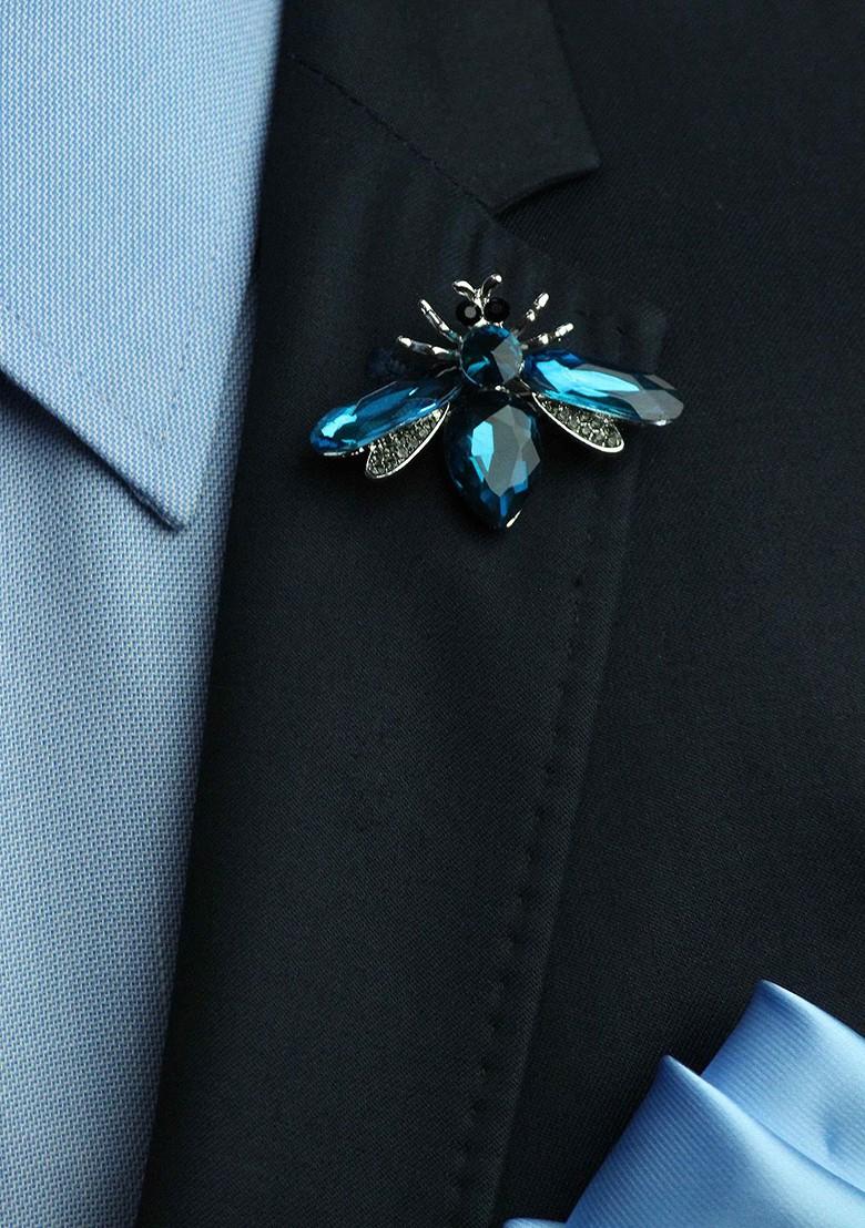 Men Stone Studded Fly Design Brooch