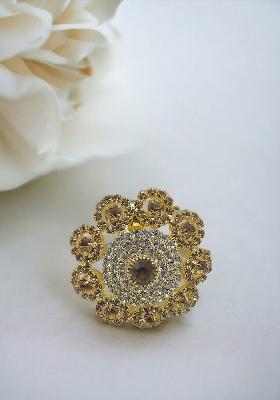 Traditional Gold Plated Stone Studded Embellished Floral Brooch