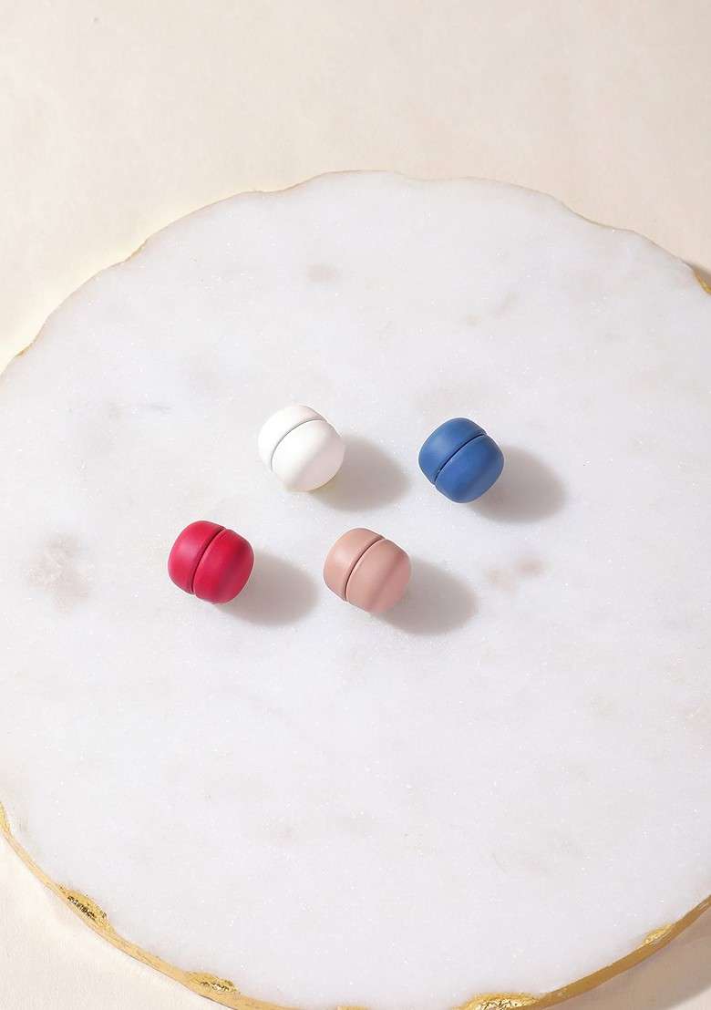 Set Of 4 Red; Cream; White; Blue Matte Finish Magnetic Hijab Pins - Indya
