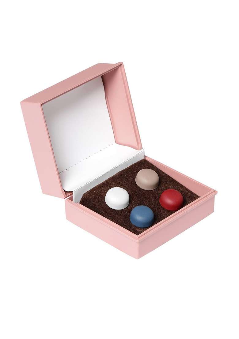 Set Of 4 Red; Cream; White; Blue Matte Finish Magnetic Hijab Pins - Indya