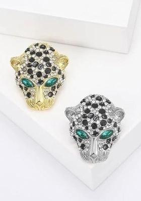 Unisex Gold Plated Tiger Face Shaped Wedding Brooch