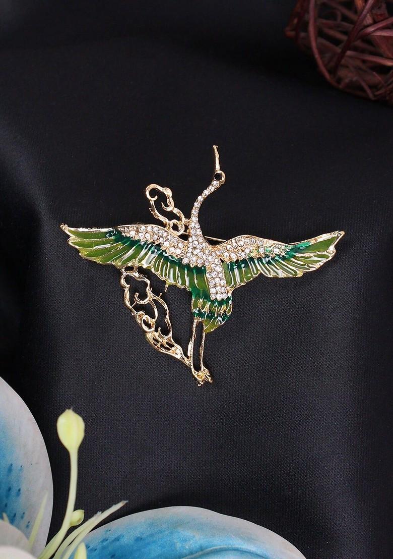Men Stone Studded Swan Statement Brooch