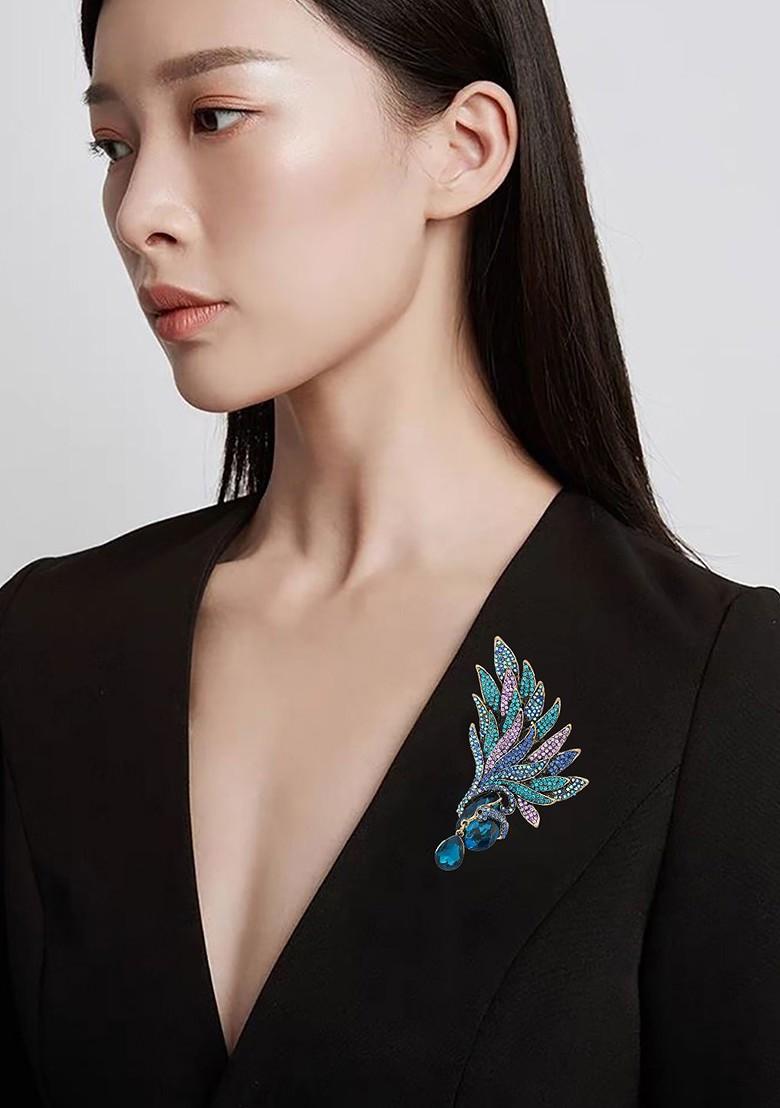 Women Rhinestone Studded Pin Brooch