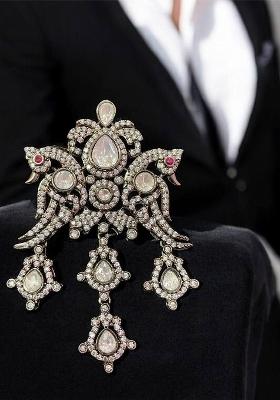 Men Stone Studded Beaded Brooch