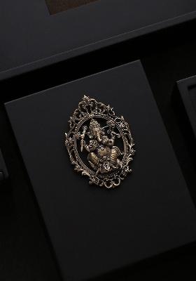 Men Gold Toned The Lord Ganesha Statement Brooch