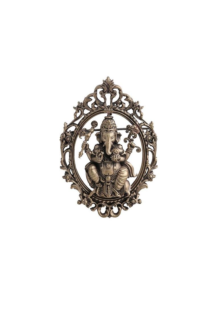Men Gold Toned The Lord Ganesha Statement Brooch
