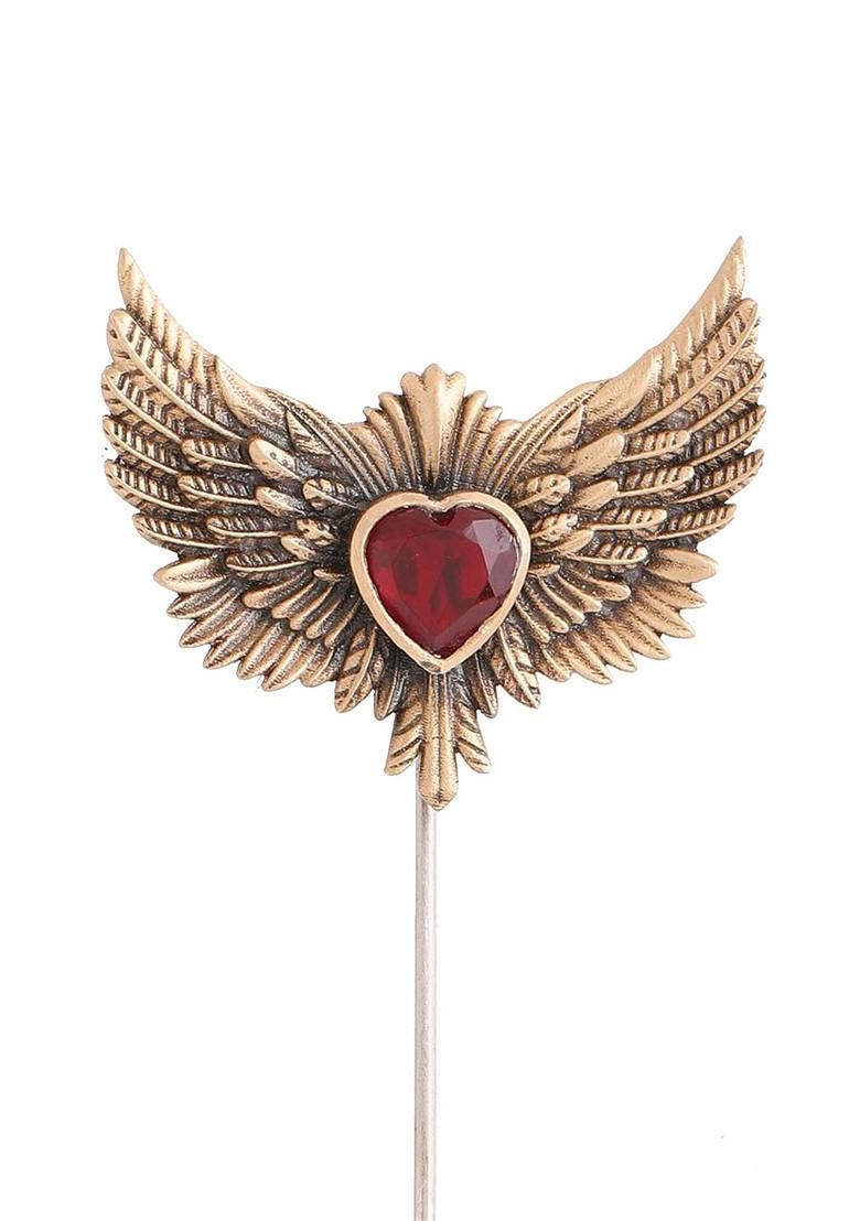 Men Stone Studded Love Is In The Air Lapel Pin Brooch