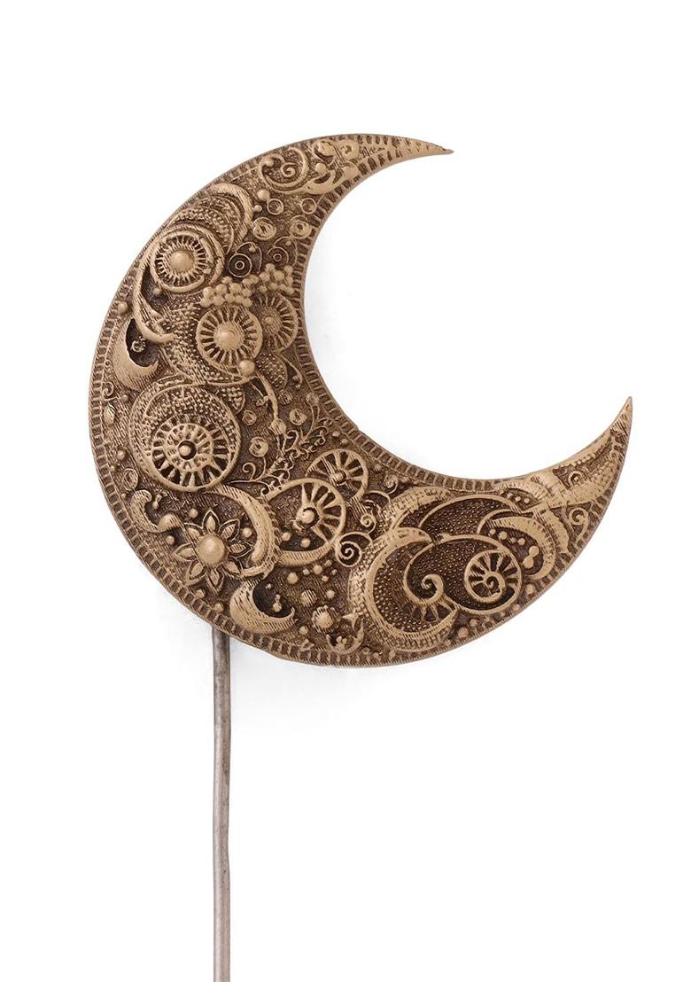 Men Gold Toned Lunar Lapel Pin Brooch