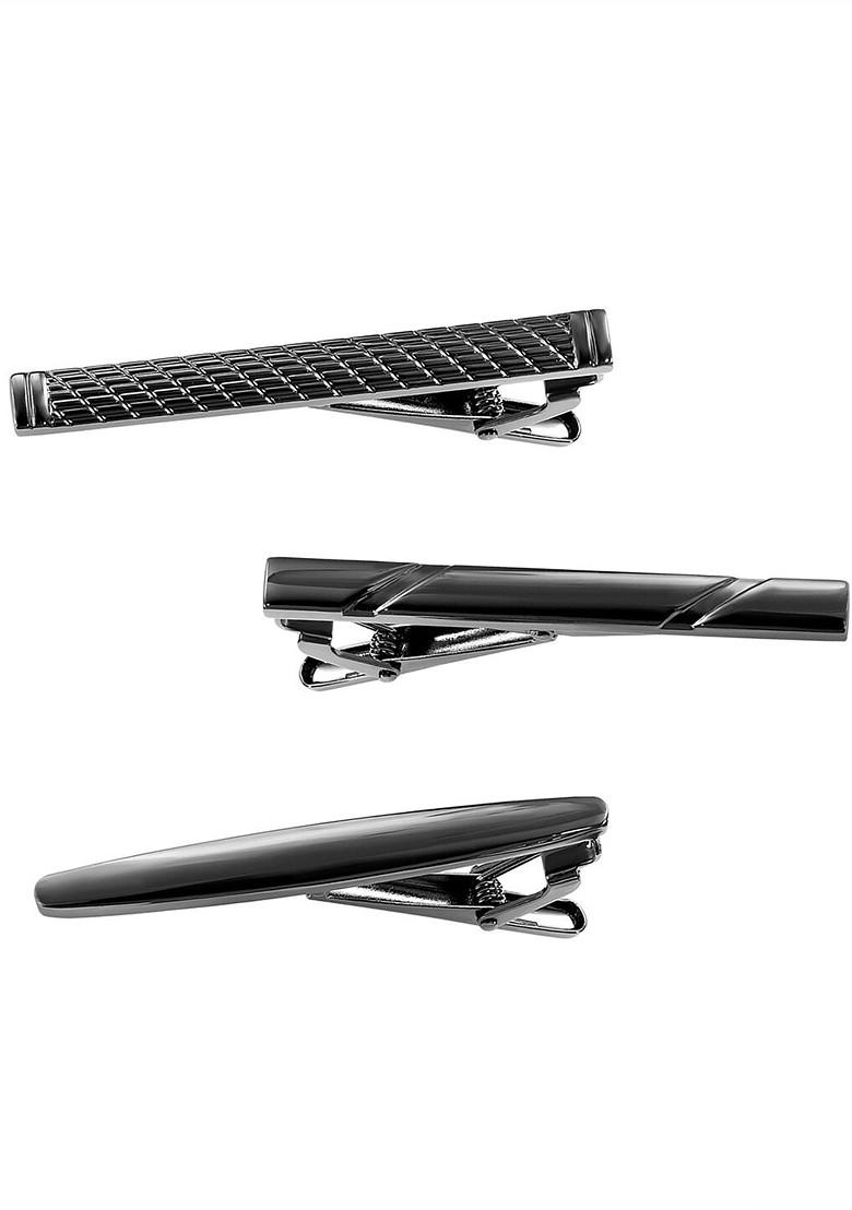 Men Set Of 3 Stainless Steel Classic Tie Pin Brooch