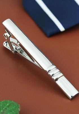 Unisex Silver Toned Solid Minimalist Tie Pin
