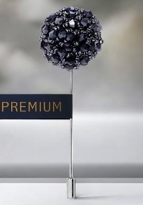 Unisex Blue Crystal Beaded Spiral Flower Lapel Pin