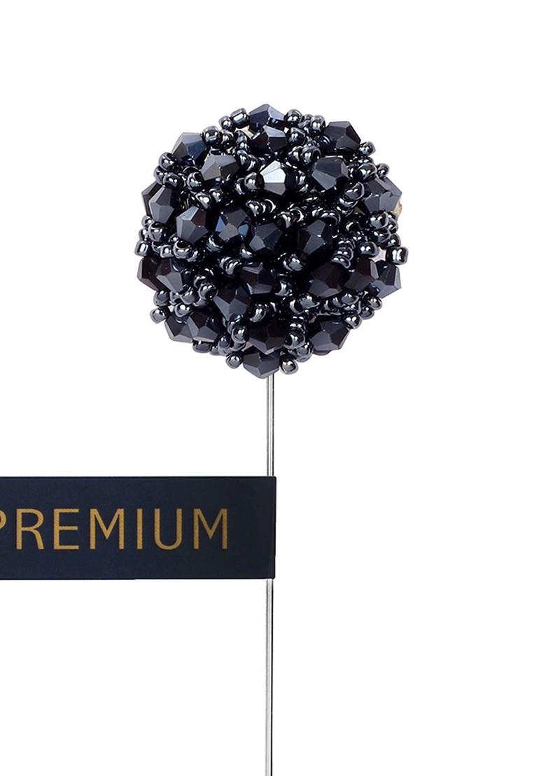 Unisex Blue Crystal Beaded Spiral Flower Lapel Pin