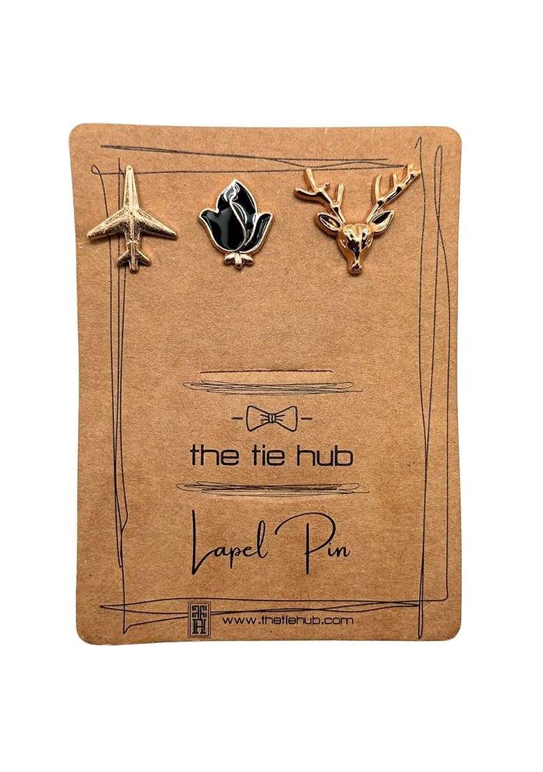 Men Set Of 3 Lapel Pink Brooch - Indya
