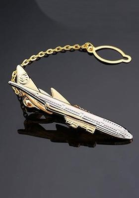Men 18K Gold Plated Airplane Shaped Brooch Tie Pin