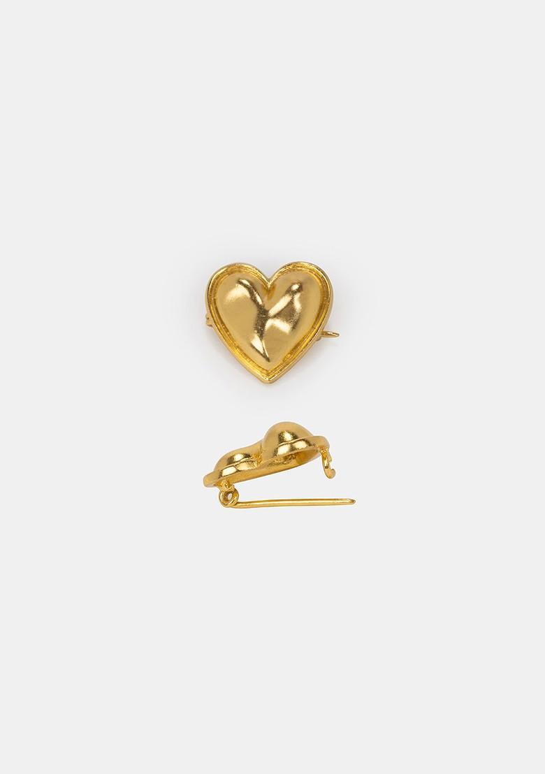 You And Your Clumsy Spills Heart Shaped 925 Silver Gold Plated Brooch
