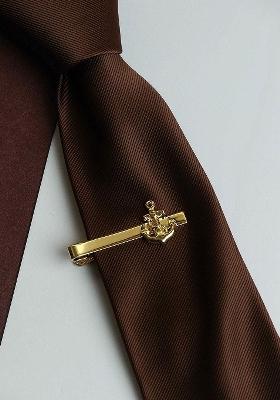 Men Brass Anchor Charm Tie Bar Brooch
