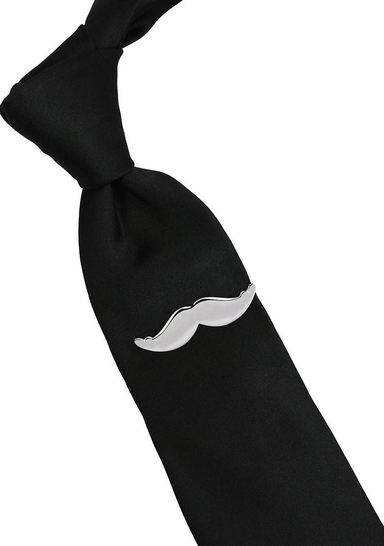 Men Silver Toned Moustache Shaped Tie Pin