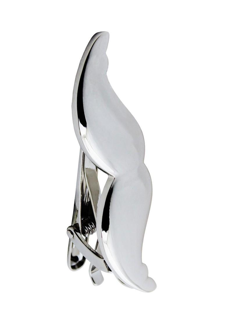 Men Silver Toned Moustache Shaped Tie Pin