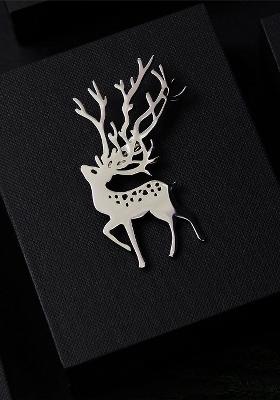 Men Whimsy Deer Silver Lapel Pin Brooch