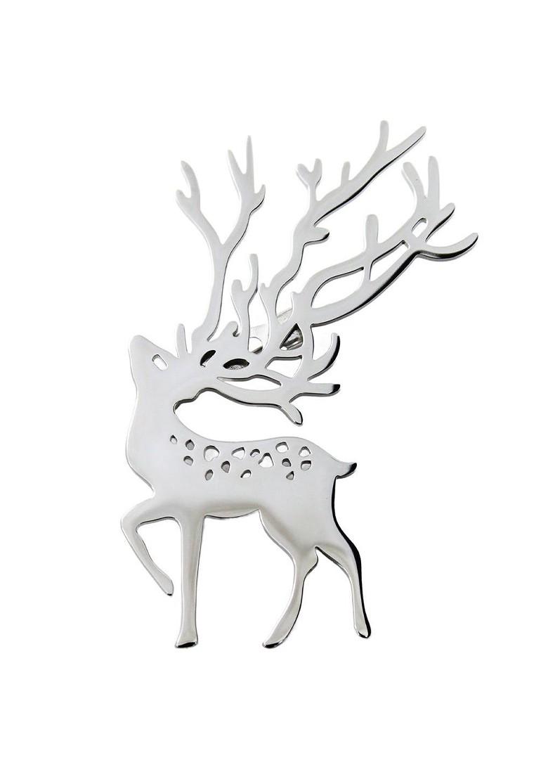 Men Whimsy Deer Silver Lapel Pin Brooch