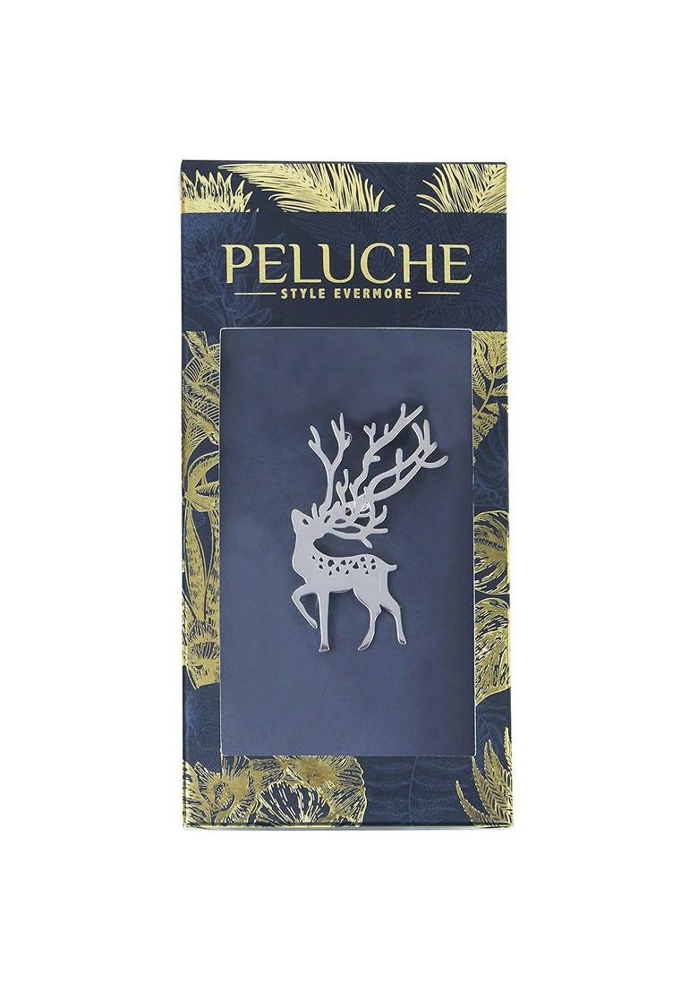 Men Whimsy Deer Silver Lapel Pin Brooch