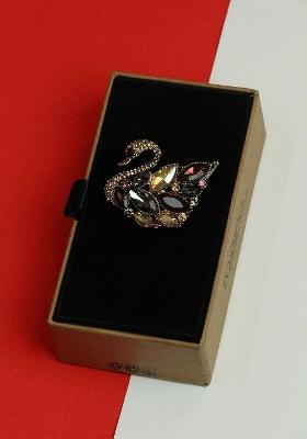 Men Stone Studded Swan Charm Brooch