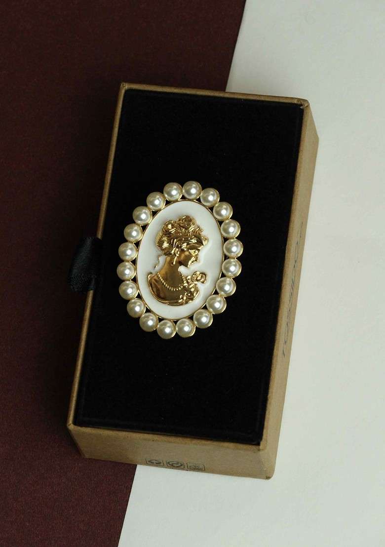 White Athena Brooch - Indya