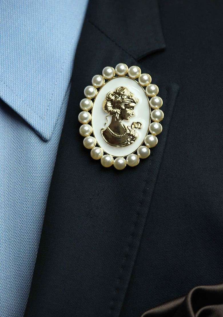 White Athena Brooch - Indya