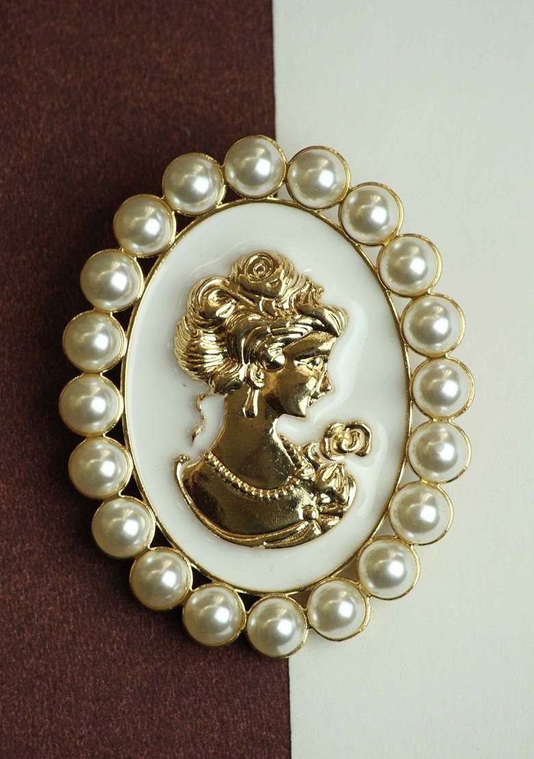 White Athena Brooch - Indya