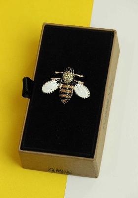 Men Honeybee Charm Stone Studded Brooch