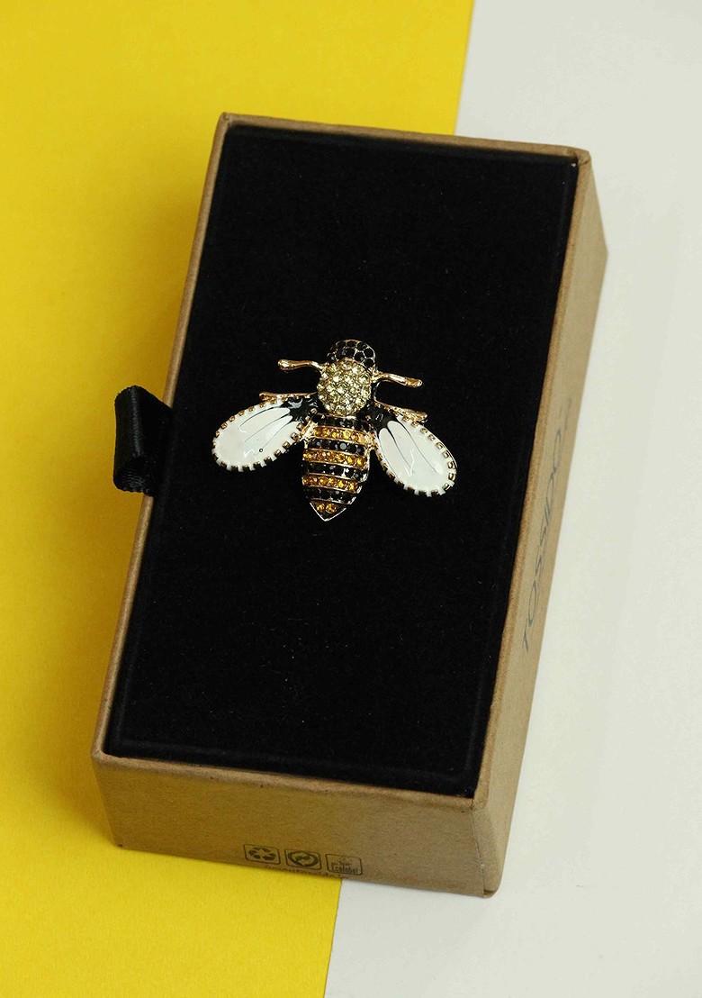Men Honeybee Charm Stone Studded Brooch