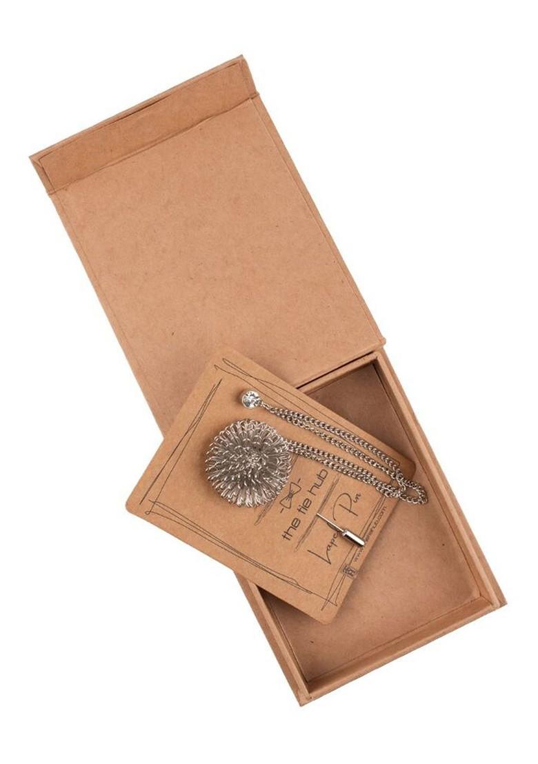 Men Silver Dahlia Flower With Chain Lapel Pin