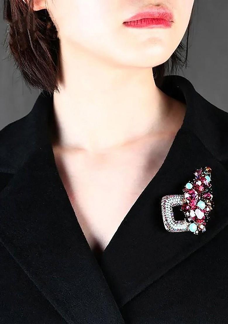 Women Stone Studded Lapel Pin