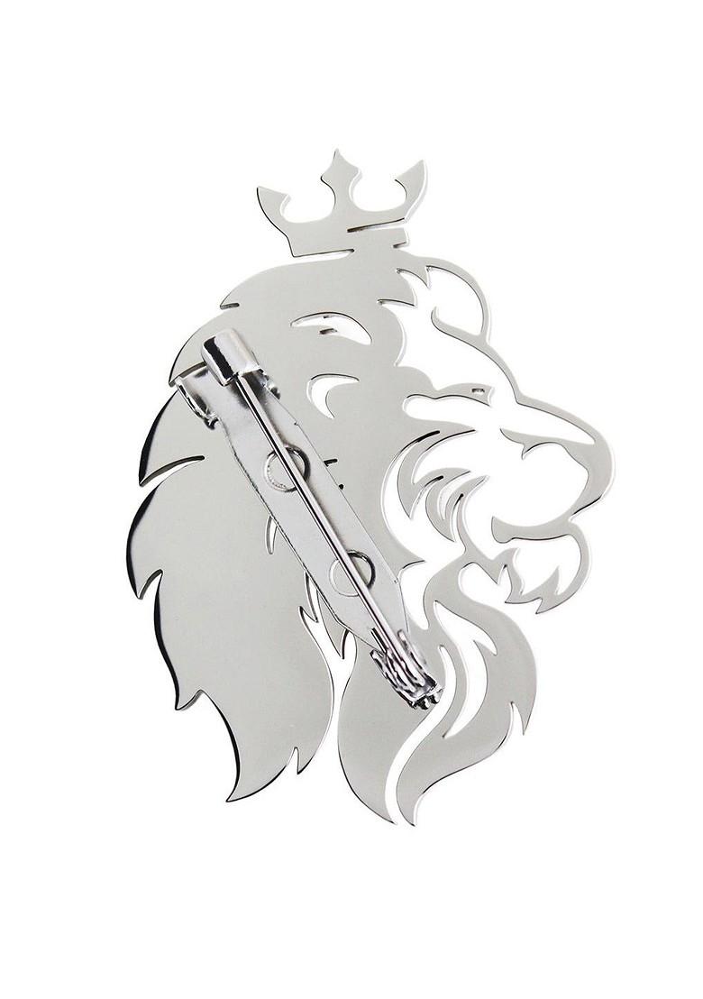 Men Regal Lion Silver Minimal Lapel Pin Brooch