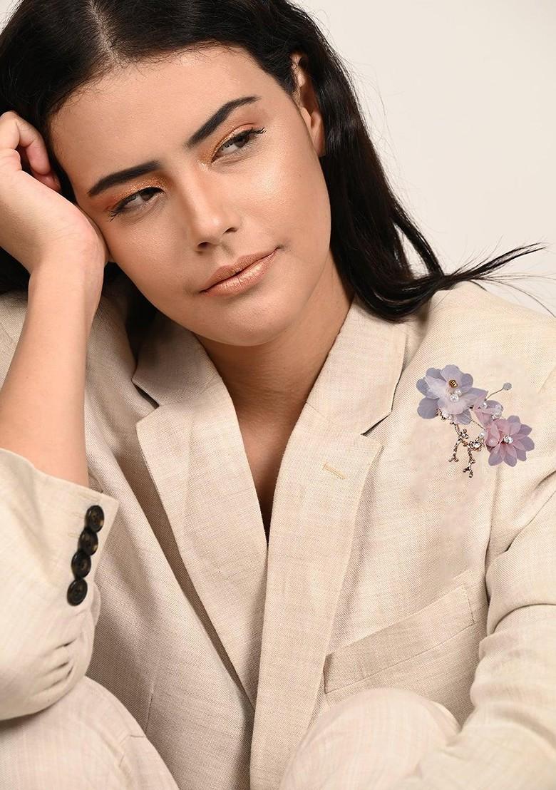 Women Floral Charm Sheer Brooch