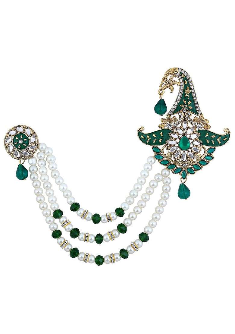 Men Triple Layered Mala Meenakari Work Kalangi Brooch - Indya